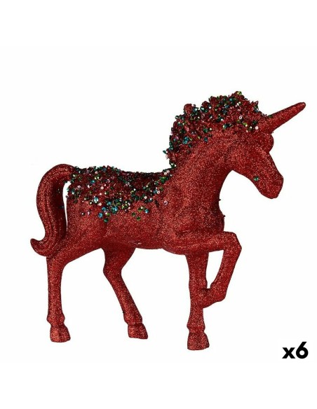 Figurine Décorative Licorne Rouge Plastique 9,5 x 31 x 40 cm (6 Unités)