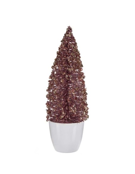 Figurine Décorative Sapin de Noël Rose Doré Plastique 9 x 28 x 9 cm (6 Unités)
