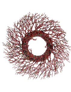 Couronne de Noël Branche Rouge Plastique 50 x 10 x 50 cm (2 Unités) 2