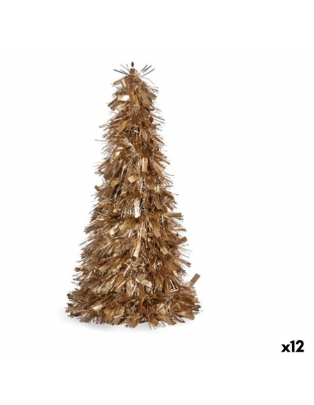 Figurine Décorative Sapin de Noël guirlande Doré polypropylène PET 27 x 45,5 x 27 cm (12 Unités)