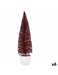 Figurine Décorative Sapin de Noël Bleu Fuchsia Plastique 10 x 38 x 10 cm (6 Unités)