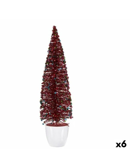 Figurine Décorative Sapin de Noël Bleu Fuchsia Plastique 10 x 38 x 10 cm (6 Unités)