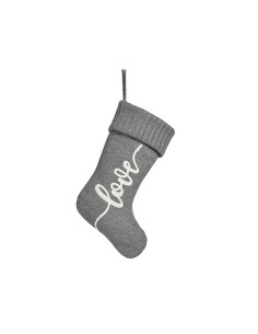 Décorations de Noël Love Chaussette de Noël Gris Tissu 28 x 4 x 46 cm (12 Unités) 2