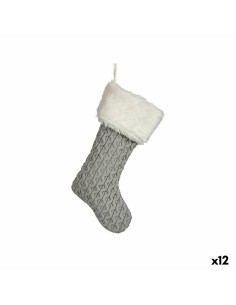 Décorations de Noël Chaussette de Noël Gris Tissu 28 x 4 x 46 cm (12 Unités)