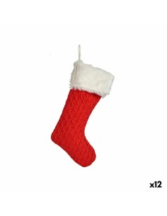 Décorations de Noël Chaussette de Noël Rouge Tissu 28 x 4 x 46 cm (12 Unités)