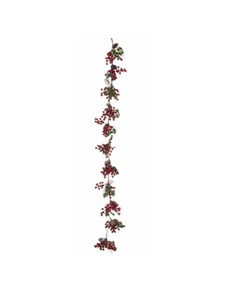 Guirlande de Noël Krist+ B9M-1007B Vert Plastique Fruits rouges 15 x 7,5 x 156 cm Branche (6 Unités)
