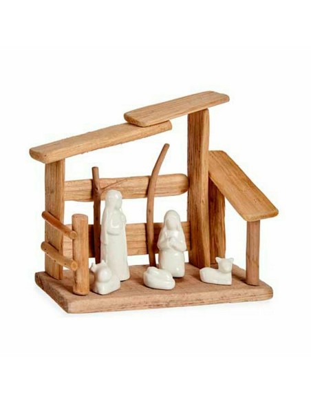 Crèche de Noël Blanc Naturel Bois Céramique 10 x 21 x 25 cm (2 Unités)