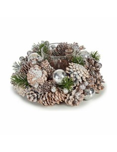 Bougeoirs de Noël Blanc Transparent Argenté verre Plastique 19 x 9 x 19 cm (4 Unités) 2