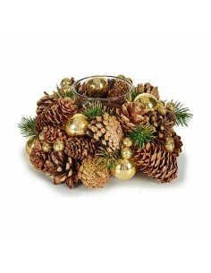 Bougeoirs de Noël Marron Transparent Doré verre Plastique 19 x 9 x 19 cm (4 Unités) 2