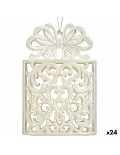 Décorations de Noël Boîte Cadeau Paillettes Nacre noire Plastique 7,4 x 11,5 x 4 cm (24 Unités)