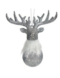 Décorations de Noël Renne Argenté Plastique Paillettes 13,5 x 15,5 x 7 cm (24 Unités) 2