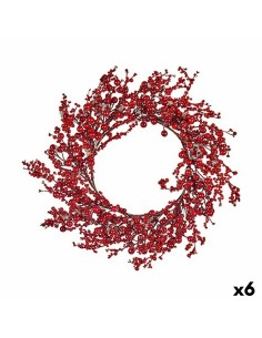 Couronne de Noël Rouge Plastique 48 x 10 x 48 cm (6 Unités)