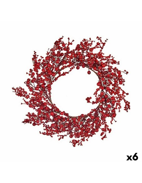 Couronne de Noël Rouge Plastique 48 x 10 x 48 cm (6 Unités)