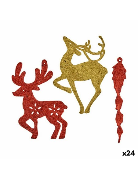 Ensemble Décorations de Noël Krist+ 00510 Rouge Doré Plastique 14,5 x 14,5 x 2 cm (24 Unités)