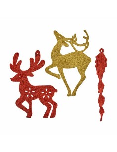 Ensemble Décorations de Noël Krist+ 00510 Rouge Doré Plastique 14,5 x 14,5 x 2 cm (24 Unités) 2