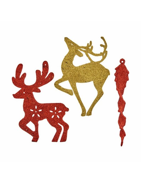 Ensemble Décorations de Noël Krist+ 00510 Rouge Doré Plastique 14,5 x 14,5 x 2 cm (24 Unités)