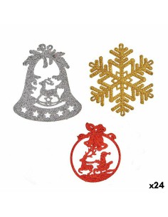 Ensemble Décorations de Noël Krist+ 00507 Rouge Doré Argenté Plastique (24 Unités)