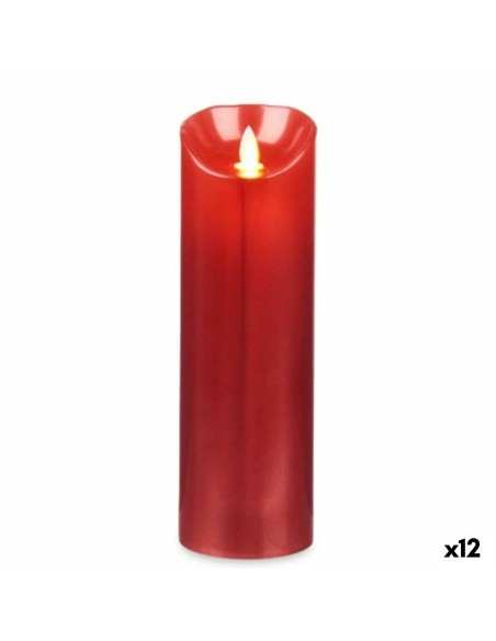 Bougie LED Acorde L-Y8025-YBH-R Rouge 8 x 8 x 25 cm (12 Unités)