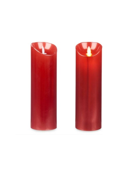 Bougie LED Acorde L-Y8025-YBH-R Rouge 8 x 8 x 25 cm (12 Unités)