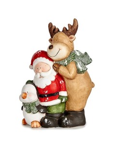 Figurine Décorative Krist+ C18-19090203 Blanc Marron Noir Vert Noël 14 x 37,5 x 27,5 cm