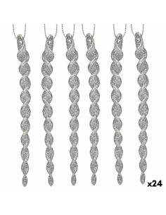 Décorations de Noël Argenté Plastique Paillettes 13,5 x 1 x 5,5 cm (24 Unités)