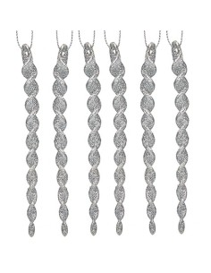 Décorations de Noël Argenté Plastique Paillettes 13,5 x 1 x 5,5 cm (24 Unités) 2