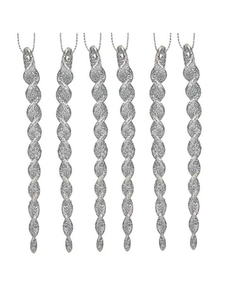 Décorations de Noël Argenté Plastique Paillettes 13,5 x 1 x 5,5 cm (24 Unités)