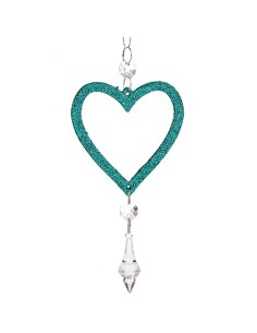 Décorations de Noël Coeur Vert Plastique Paillettes 9 x 16 x 2 cm (24 Unités) 2