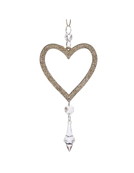 Décorations de Noël Coeur champagne Plastique Paillettes 9 x 16 x 2 cm (24 Unités)