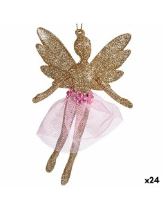 Décorations de Noël Fée champagne Plastique Paillettes 8 x 12 x 5 cm (24 Unités)