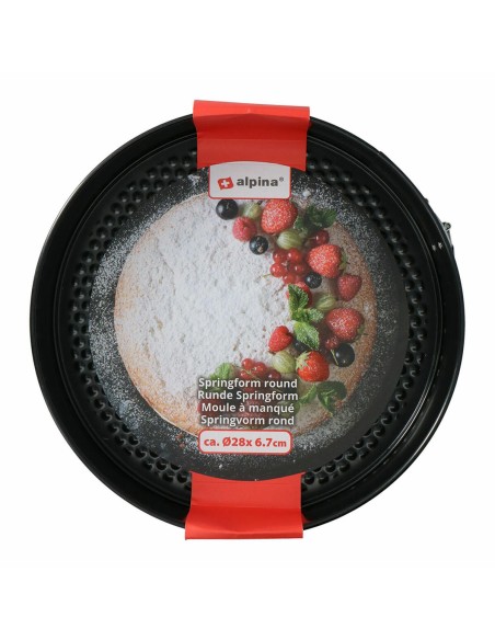 Moule à gâteaux Alpina Antidérapant Rond Noir Acier Ø 28 x 6,7 cm