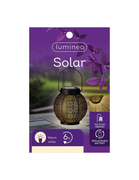 Lampion Lumineo 897539 Solaire 16 cm Noir Métal
