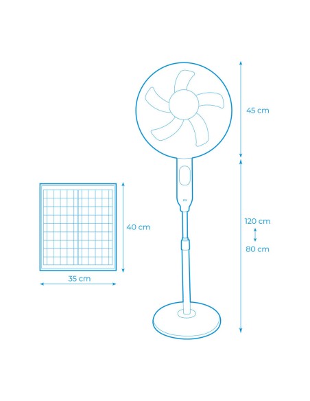 Ventilateur sur Pied EDM 33523 Blanc 25 W Solaire