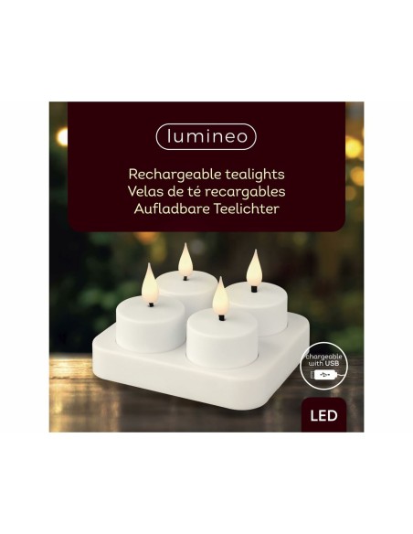 Bougie LED Lumineo 485346 Blanc Rechargeable Intérieur (4 Unités)