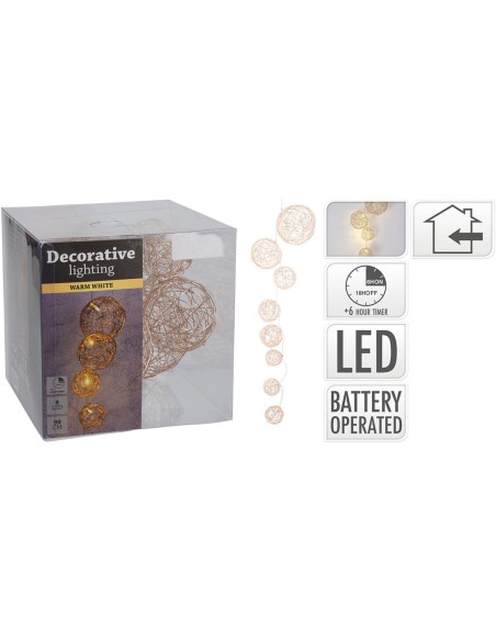 Guirlande lumineuse LED Lifetime Basics Balles Vert tendre 90 cm
