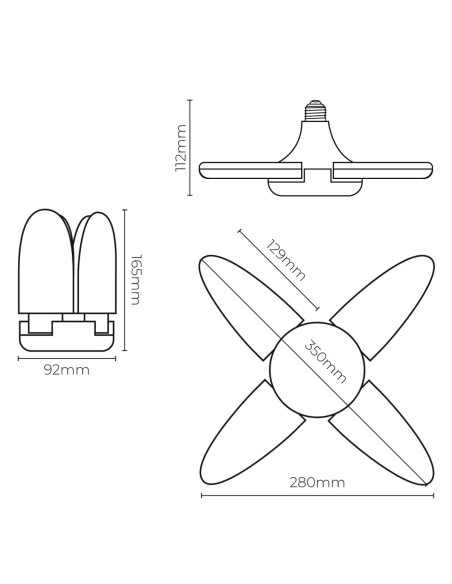 Lampe LED EDM 98907 Leaf 30 W 200 W E27 3000 lm 35 x 11,2 cm Multidirectionnelle (6500 K)