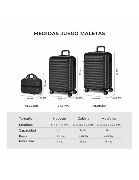 Jeu de valises Numada Upfly Noir (3 Pièces)
