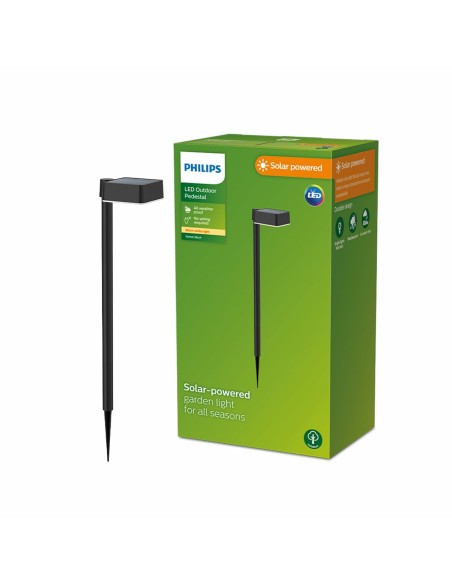 Borne de jardin solaire Philips Vynce 1,5 W 10,5 x 13,5 x 54 cm Noir Plastique Carré (2700 K) (Vert tendre) (1 Unité)