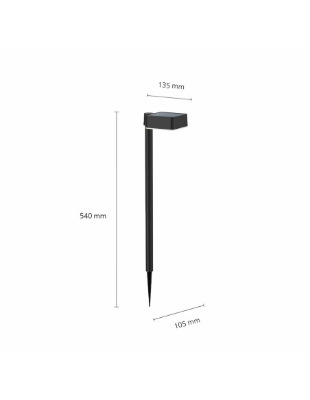 Borne de jardin solaire Philips Vynce 1,5 W 10,5 x 13,5 x 54 cm Noir Plastique Carré (2700 K) (Vert tendre) (1 Unité)