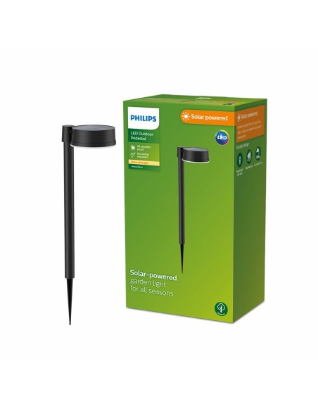 Borne de jardin solaire Philips Vynce 1,5 W 11,2 x 14,2 x 54 cm Noir Plastique Rond (2700 K) (Vert tendre) (1 Unité)