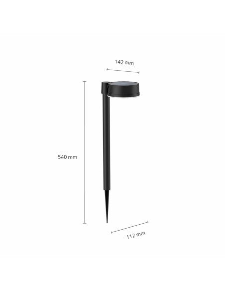 Borne de jardin solaire Philips Vynce 1,5 W 11,2 x 14,2 x 54 cm Noir Plastique Rond (2700 K) (Vert tendre) (1 Unité)