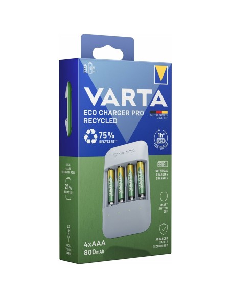Chargeur de batterie Varta Eco Charger Pro 56813 AAA 4 Batteries