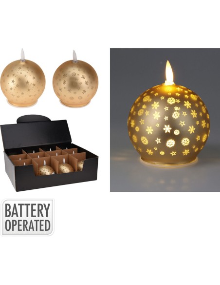Bougie LED Lifetime Doré Boule de Noël (AAA)