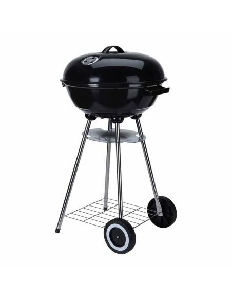 Roues de barbecue au charbon de bois Noir Acier émaillé Ronde