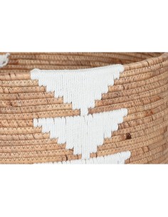 Set de basket DKD Home Decor Blanc Naturel Corde Herbier marin Boho 55 x 55 x 40 cm 2