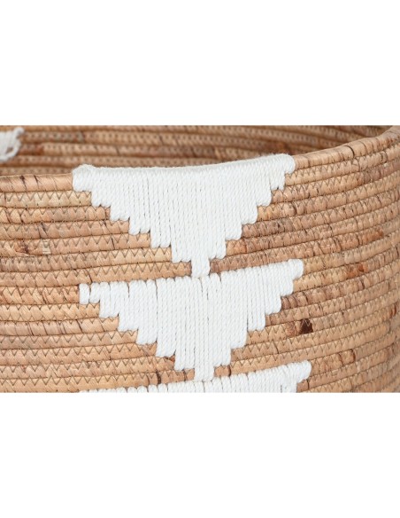 Set de basket DKD Home Decor Blanc Naturel Corde Herbier marin Boho 55 x 55 x 40 cm