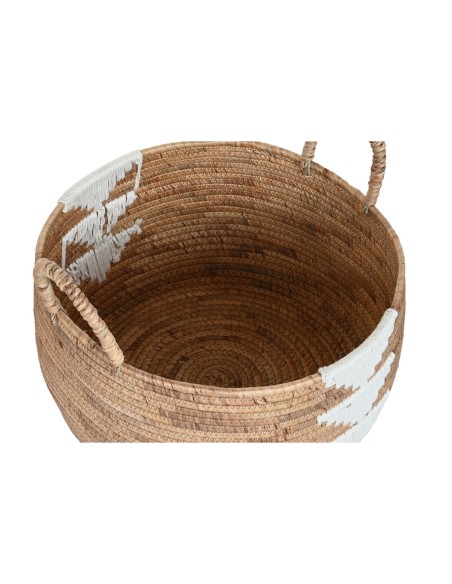 Set de basket DKD Home Decor Blanc Naturel Corde Herbier marin Boho 55 x 55 x 40 cm