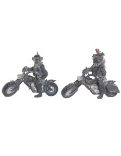 Figurine Décorative Home ESPRIT Gris foncé Motard 24 x 15 x 29 cm (2 Unités)