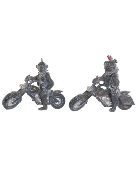 Figurine Décorative Home ESPRIT Gris foncé Motard 24 x 15 x 29 cm (2 Unités)