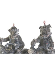 Figurine Décorative Home ESPRIT Gris foncé Motard 24 x 15 x 29 cm (2 Unités) 2